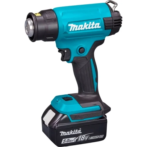 Аккумуляторный строительный фен Makita DHG181RT1J — фотография оборудования на белом фоне