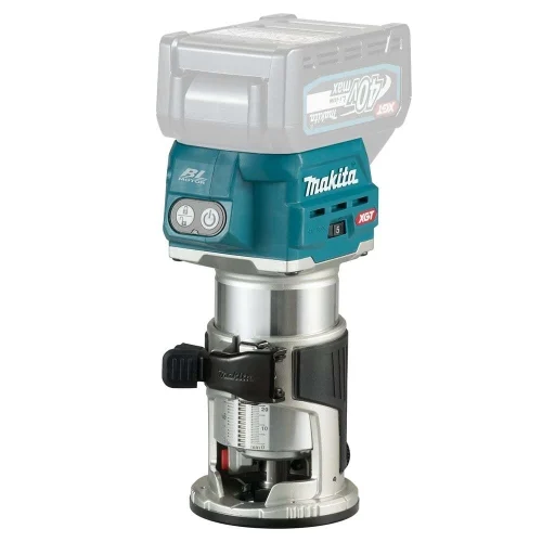 Аккумуляторный кромочный фрезер Makita XGT RT001GZ19 — фотография оборудования на белом фоне