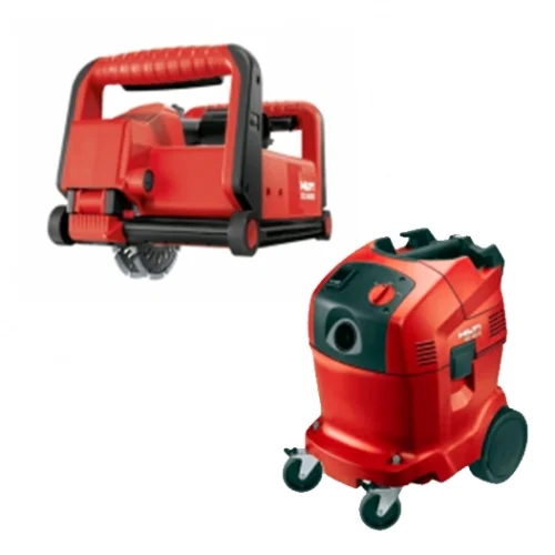 Штроборез Hilti DC-SE 20 и Пылесос строительный Hilti VC 40-UL — фотография оборудования на белом фоне