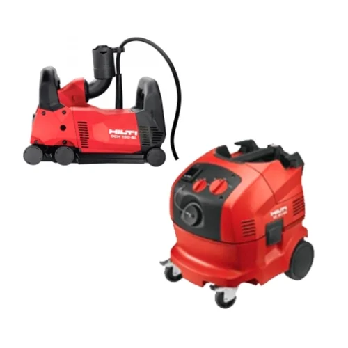 Штроборез Hilti DCH 150-SL и Пылесос строительный Hilti VC 20-U — фотография оборудования на белом фоне
