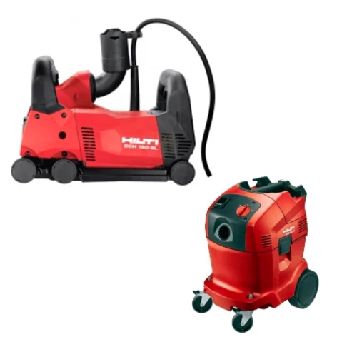 Штроборез Hilti DCH 150-SL и Пылесос строительный Hilti VC 40-UL — фотография оборудования на белом фоне