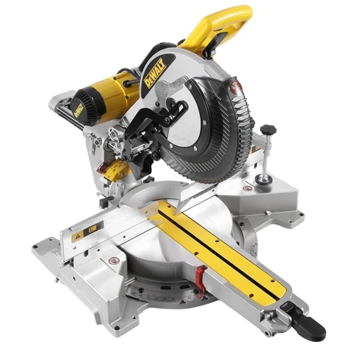 Торцовочная пила DeWalt DWS 780-QS — фотография оборудования на белом фоне